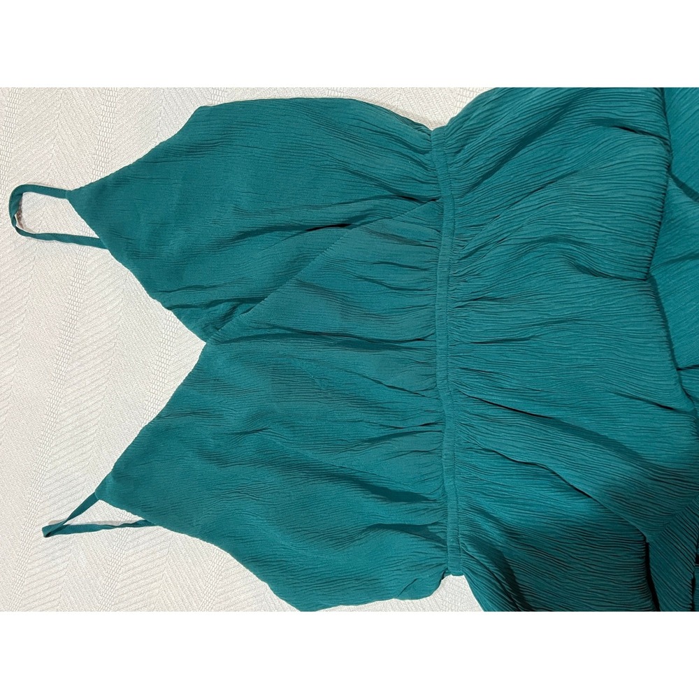 Betsey's Boutique Wavy Textured Wrap Top Midi Dress Teal Green Women's Medium - Picture 3 of 6